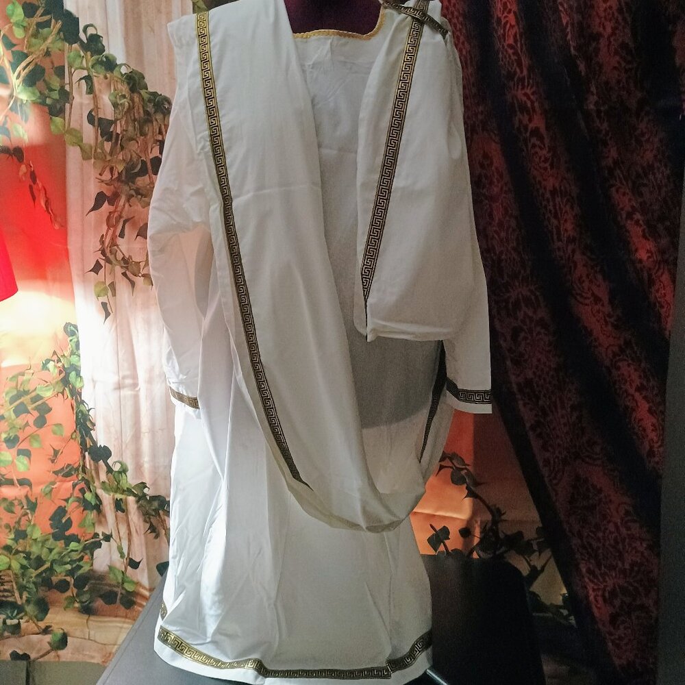 VTG Handmade Greek Toga Size 3X White Costume Tunic 2 Pieces